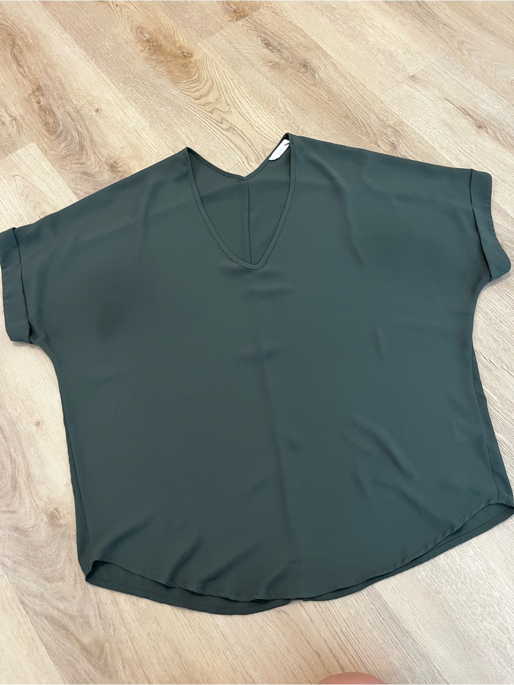 Lush Olive Green V-Neck Short Sleeve Tunic